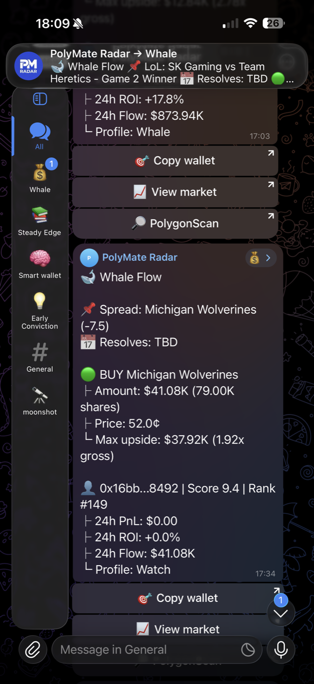 PolyMate Radar Telegram screenshot